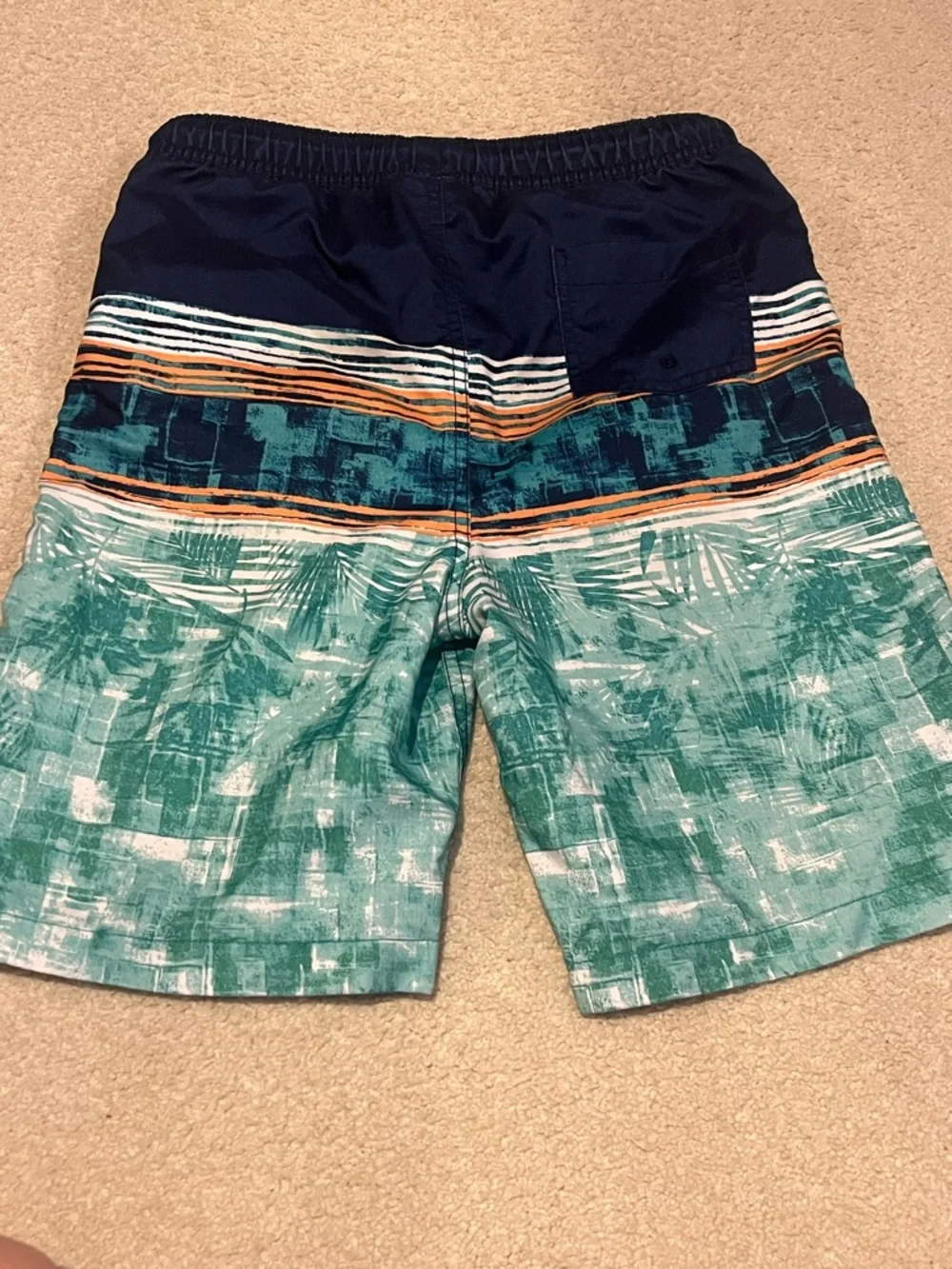 Boys Blue Penguin beach Swim Shorts & lands end Board Shorts Tropical coastal L